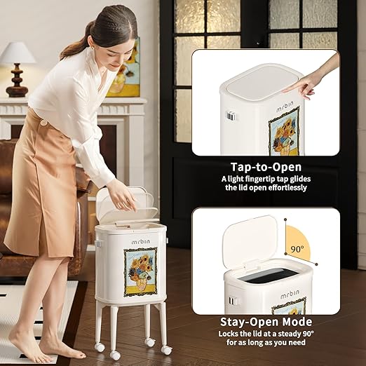 MRBIN Metal Slim Bathroom Trash Can