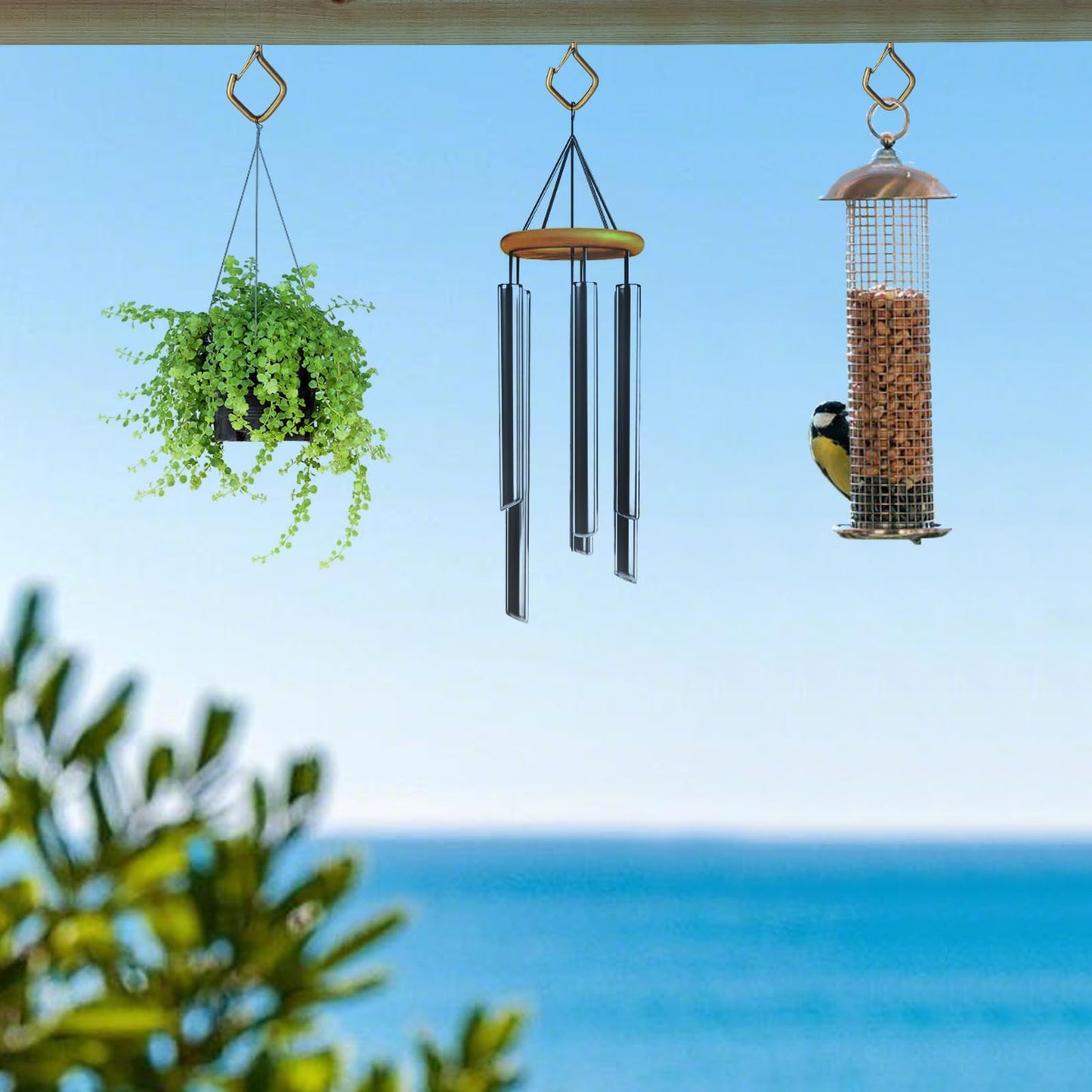 Viweolm 60 Pcs Bronze Eye Hooks Screw Heavy Duty,Ceiling Hooks for Hanging Plants,String Lights,Cup,Wind Chime,Bird Feeders. Plant Hanger Indoor&Outdoor