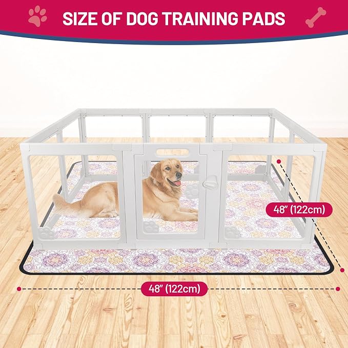 Washable Dog Pee Pads - Absorbent Reusable Puppy Training Pads, Waterproof Leak - Proof & Non - Slip for Crate Whelping Potty Training 48x48 (Pack of 2)