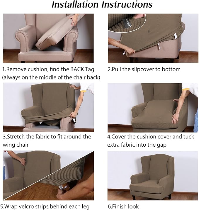 Turquoize Wingback Chair Covers 2 Piece Wing Chair Slipcover Stretch Slipcovers