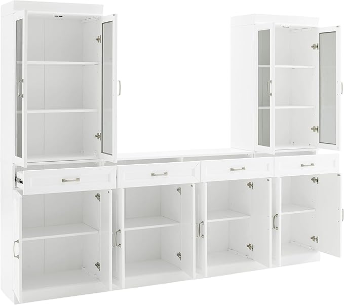 Crosley Furniture Stanton 3-Piece Sideboard Buffet Cabinet and Glass Door