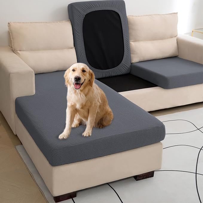 Water Repellent L Shaped Couch Covers, Sofa Seat Cushion Slipcovers, Stretch