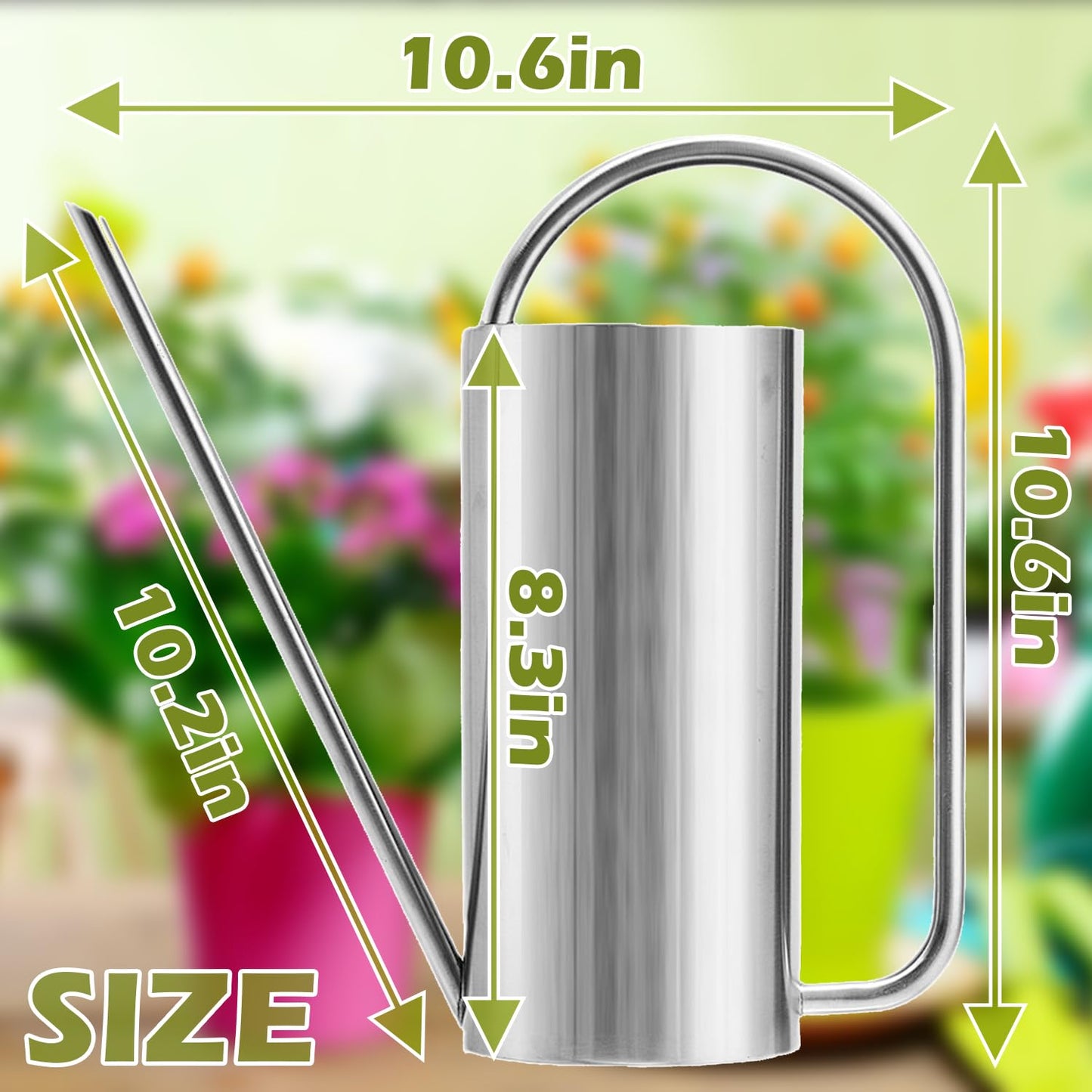 HomDSim Watering Can Outdoor, 50 oz/1.5L Watering Can with Long Spout and Handle, Stainless Steel Garden Watering Pot for Outdoor and Indoor Plants