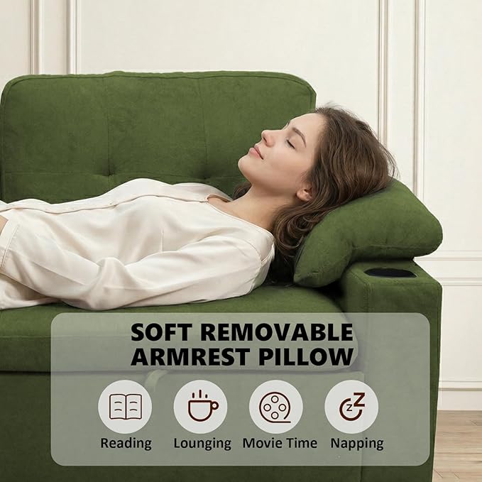 KCGKCG 93" L Shaped Sleeper Sofa Bed, Pull Out Couch Bed