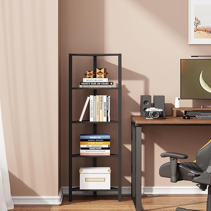 TUTOTAK Corner Shelf, 5-Tier Corner Bookshelf