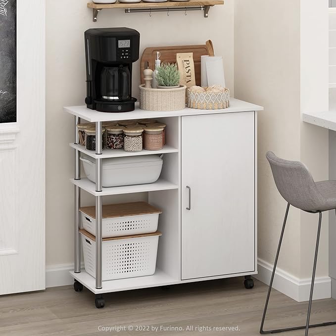 Furinno Helena Rolling Cart, 4-Tier Rolling Utility Cart