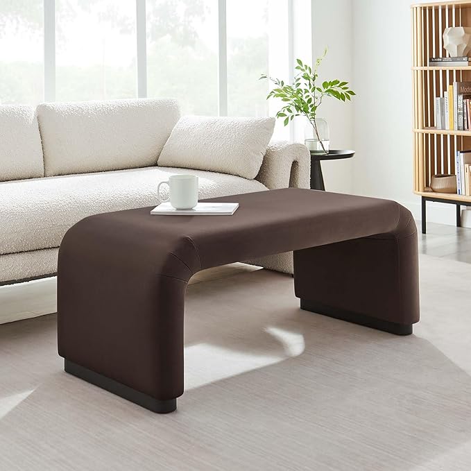 Modway EEI-6735-BLK-CHB Koda Performance Velvet Waterfall Ottoman
