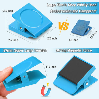 FINDMAG Extra Large Clip Magnets, 4 Pack Coloful Magnetic Clips Heavy Duty, Magnet with Clips for Home, Refrigerator, Hanging, Kitchen, Office - 2.2 Inch