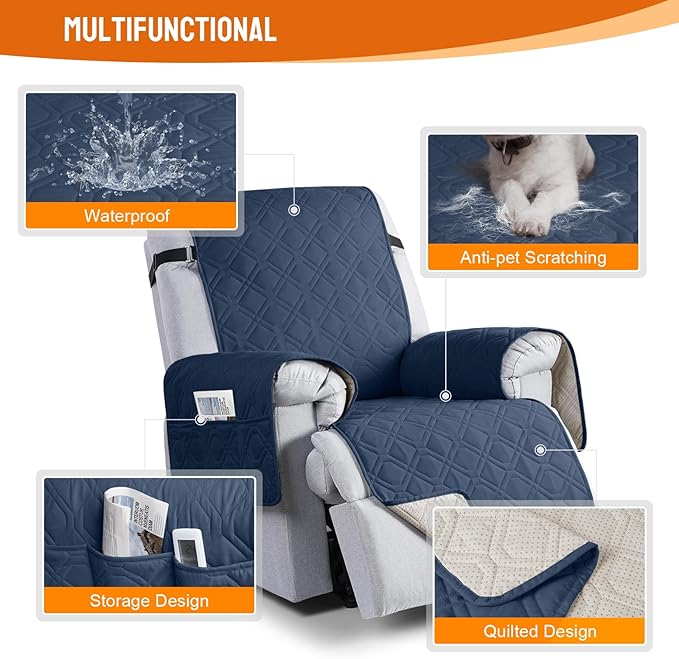 VANSOFY 100% Waterproof Recliner Chair Covers, Recliner Cover Non-Slip Dog
