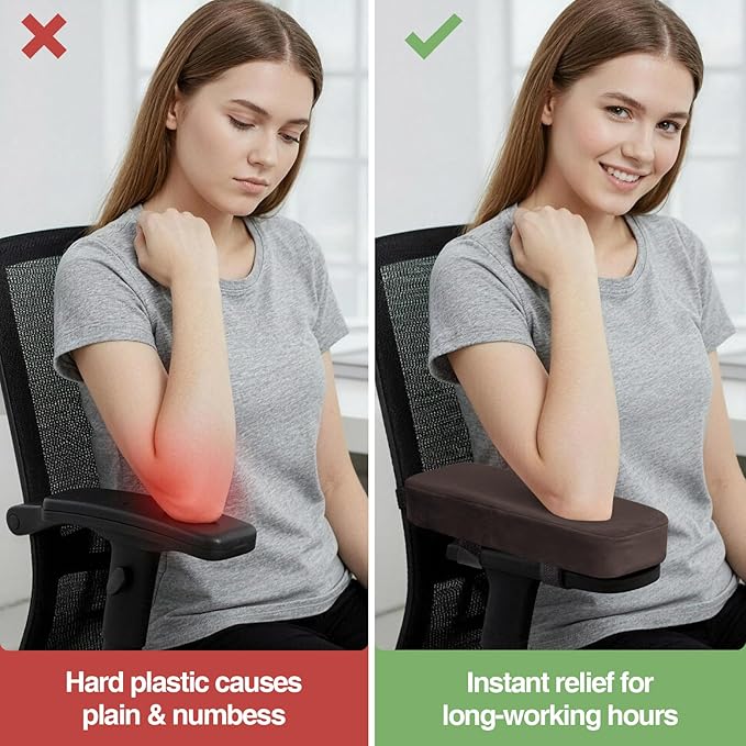 Smiry Ergonomic Office Chair Armrest Pads, Memory Foam Arm Rest Covers