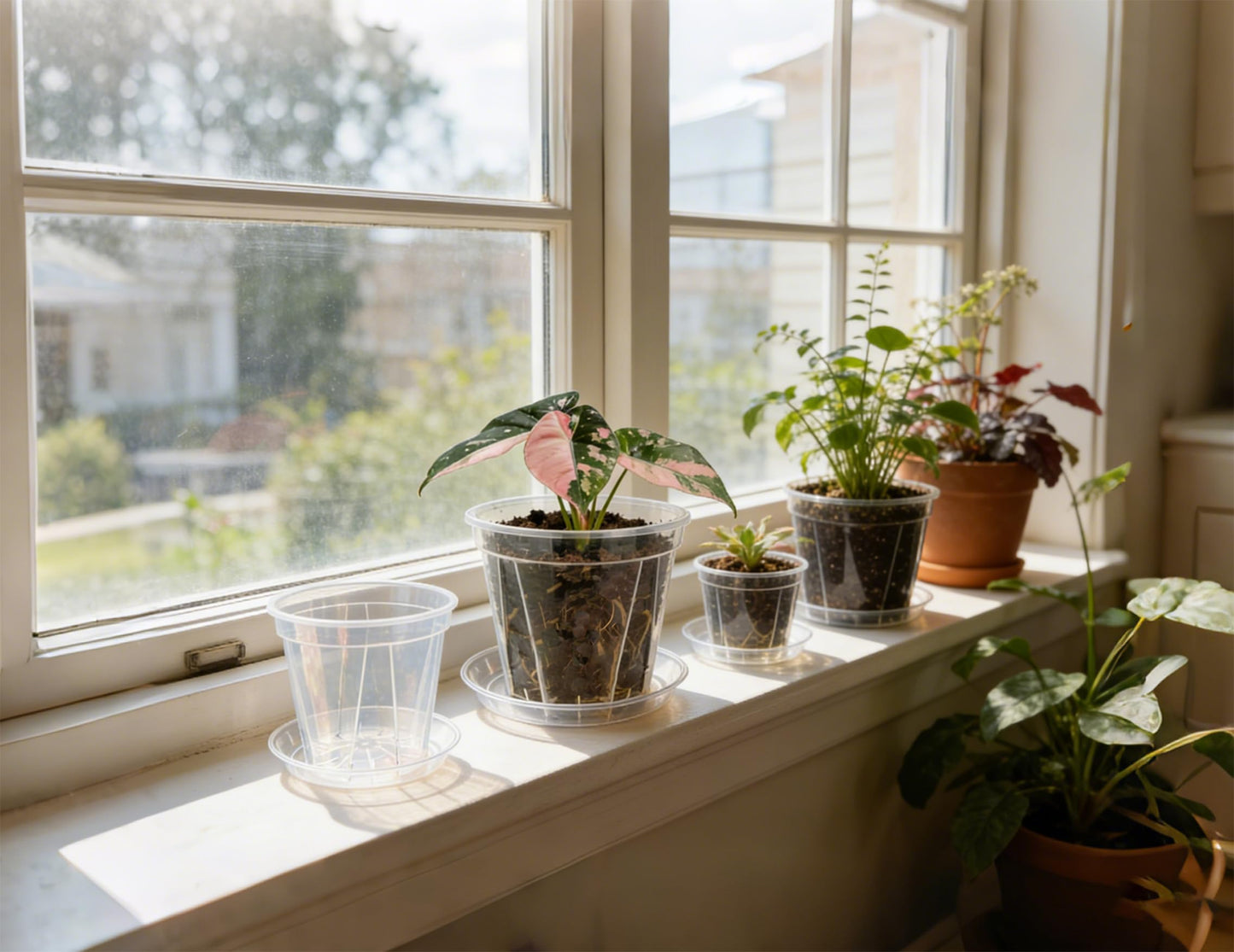 RZOIKZOI 12-Pack Thick Clear Nursery Pots(4/5/5.5/6.3 Inch) – Transparent Plastic Plant Pots with Drainage Holes & 12 Labels, Assorted Sizes for Seed Starting, Succulents, Indoor Outdoor Use