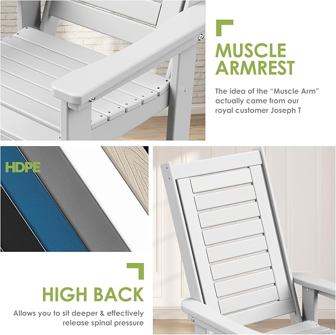 GREENVINES Outdoor Rocking Chair Set | 3-Piece | 2 Rocking Chairs