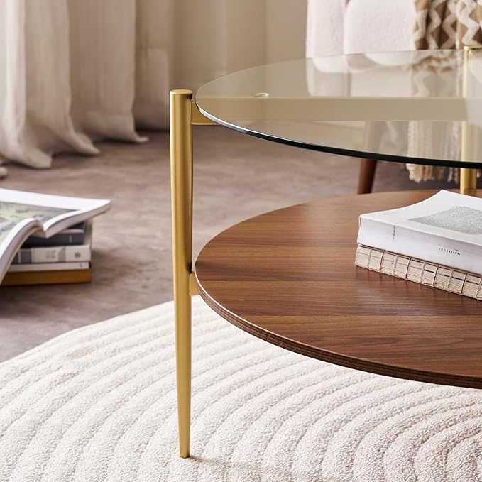 LumFurn Round Coffee Table, Mid-Century Modern Design, D30“ x H17”,