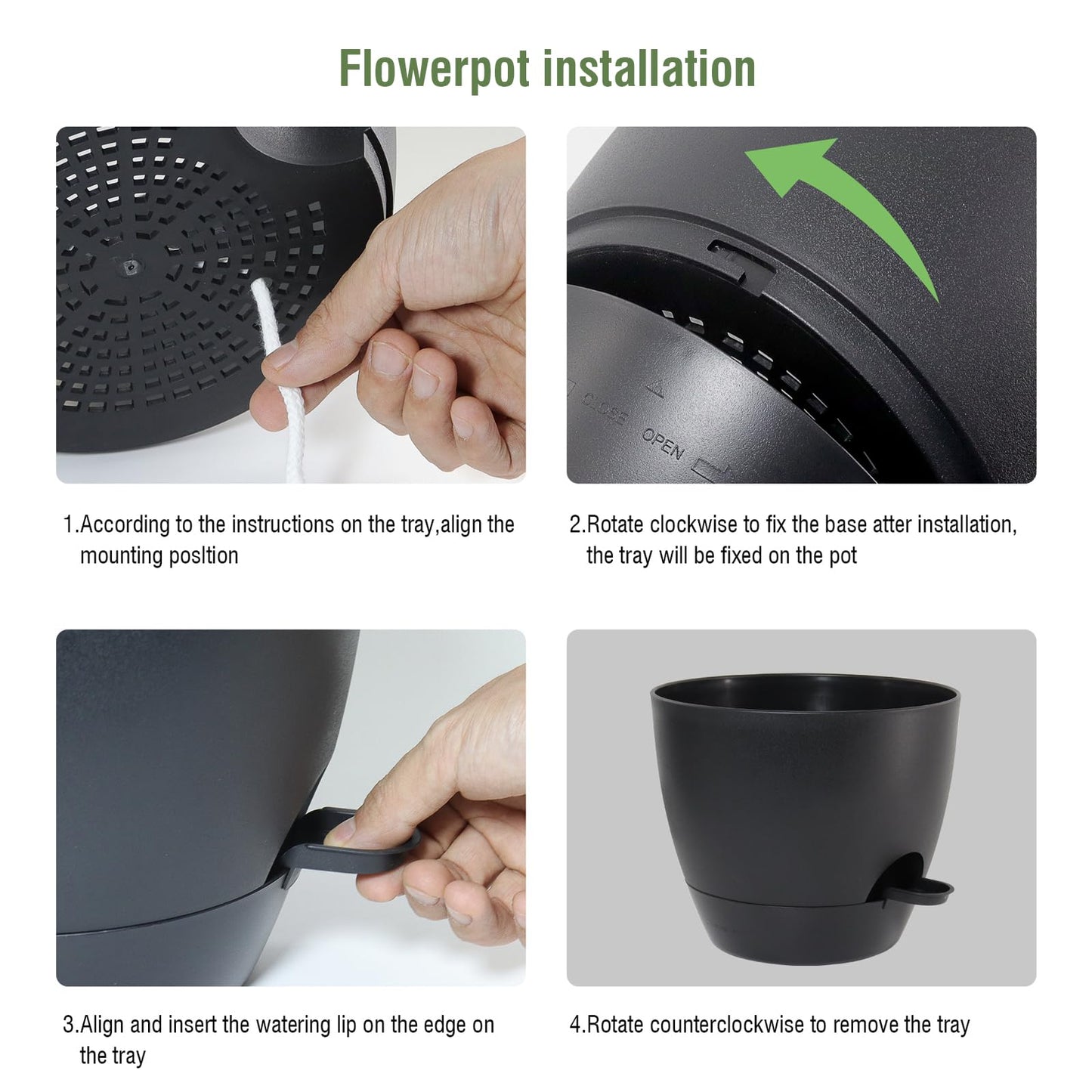 WSMKSZ 12/10/9 inch Large Self Watering Pots, Planter, Plant Pots with Mesh Drainage Holes for Indoor Outdoor Garden Plants, Plastic Flower Pots with Removable Deep Reservoir, Black