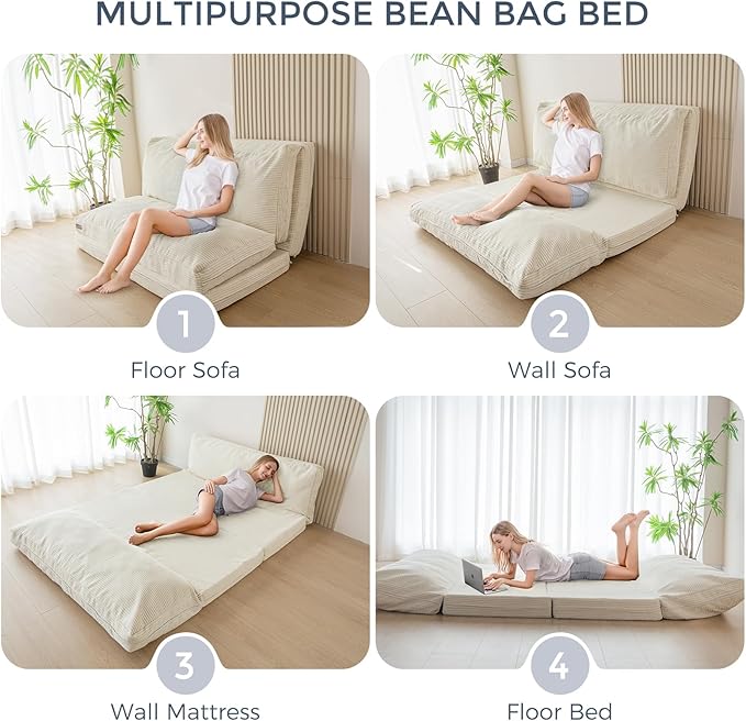 MAXYOYO Folding Sofa Bed, Floor Sofa Convertible Sleeper Chair
