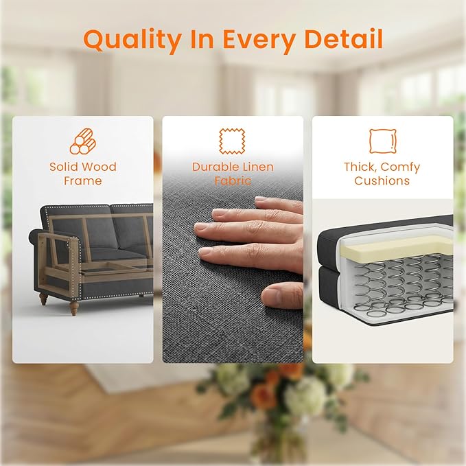 Living Room Sofa Sets 2 Piece, Modern 3 Seater Sofa and Loveseat Couch Sets