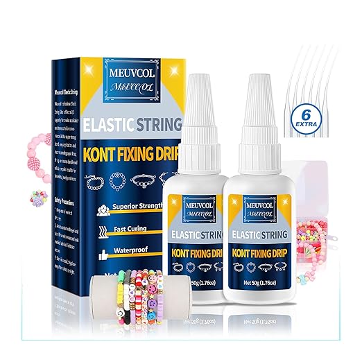 Meuvcol Jewelry Bracelet Glue for Elastic String Knot, Punctuation Beads