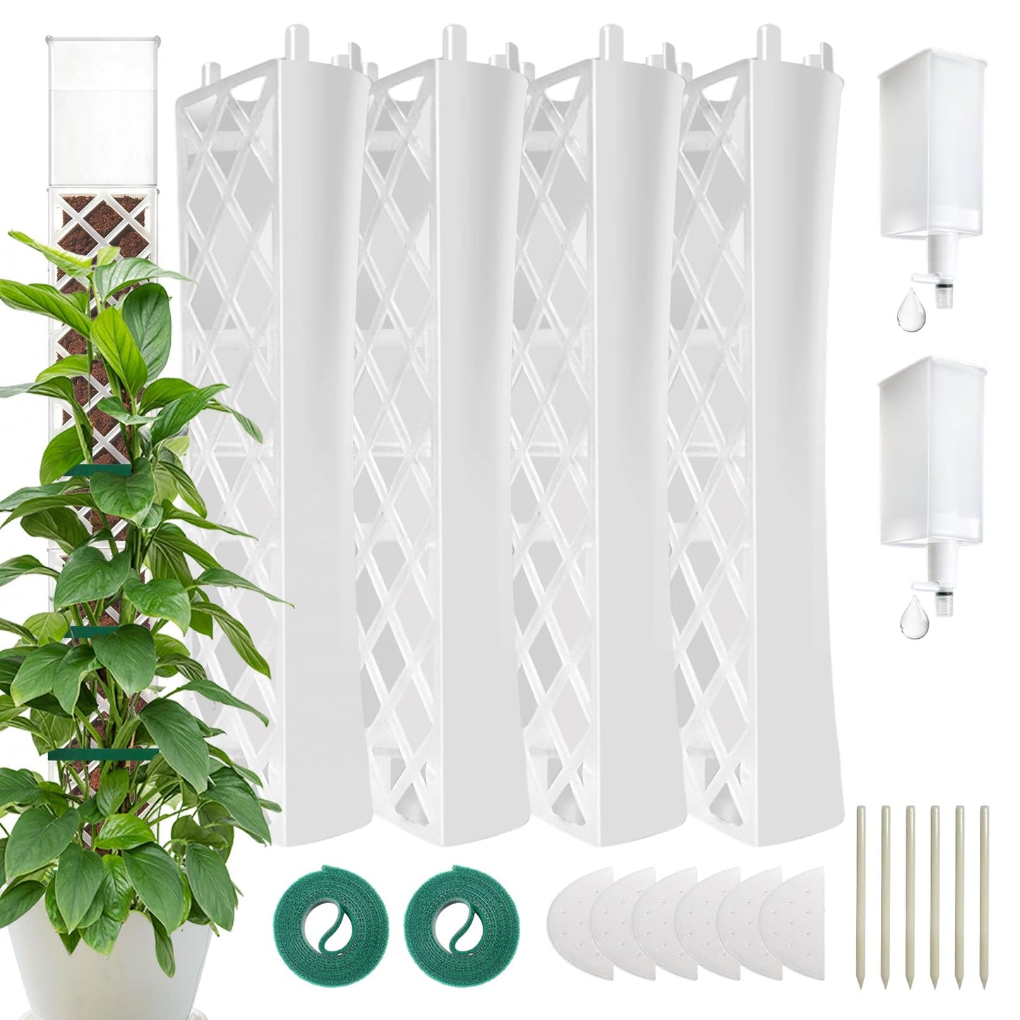 GJL Stackable D Shape Self Watering Moss Pole for Monstera,Plastic Sphagnum Moss Pole with Watering Dripper, Indoor Climbing Plant Support for Pothos & Philodendron
