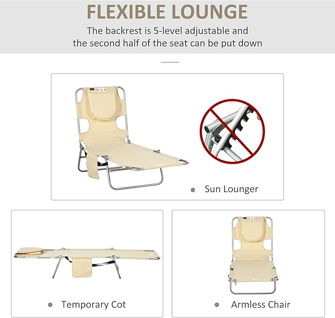 Outsunny Folding Beach Lounge Chair