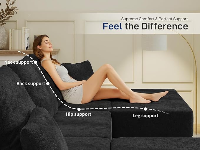 Living&Giving 128" U-Shaped Cloud Sectional Couch