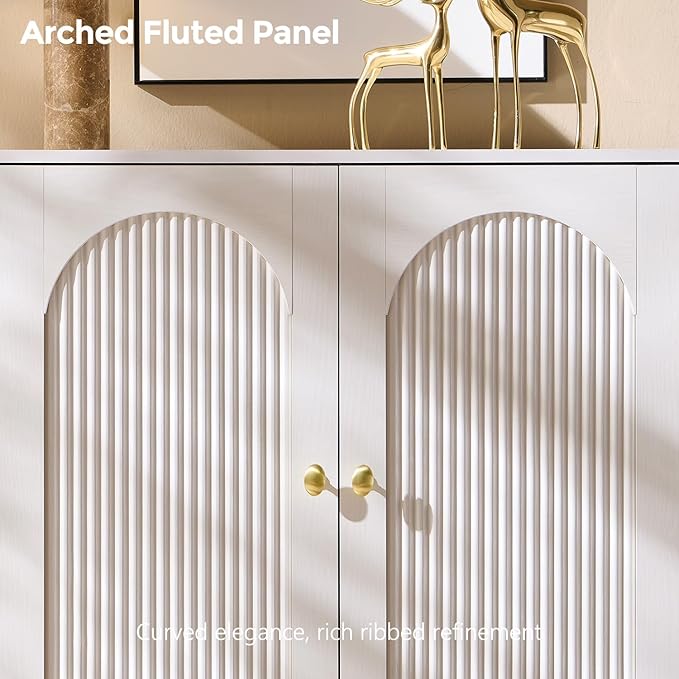 IFBUY Modern Sideboard Buffet Cabinet, 61.75" W Fluted Arched Buffet Cabinet