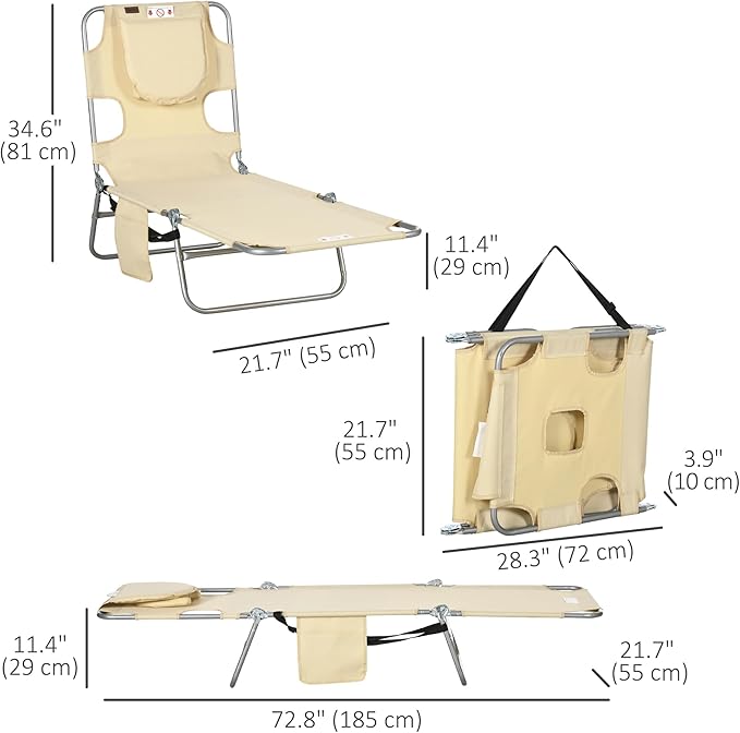 Outsunny Folding Beach Lounge Chair