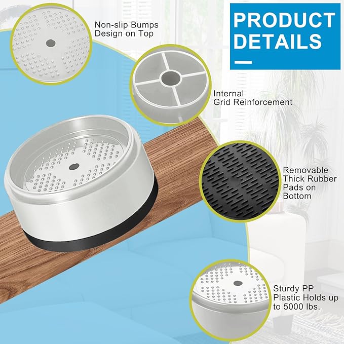 Bed Risers 1 inch, 2 inch, 3 inch, 4 inch Heavy Duty, Adjustable Furniture Riser