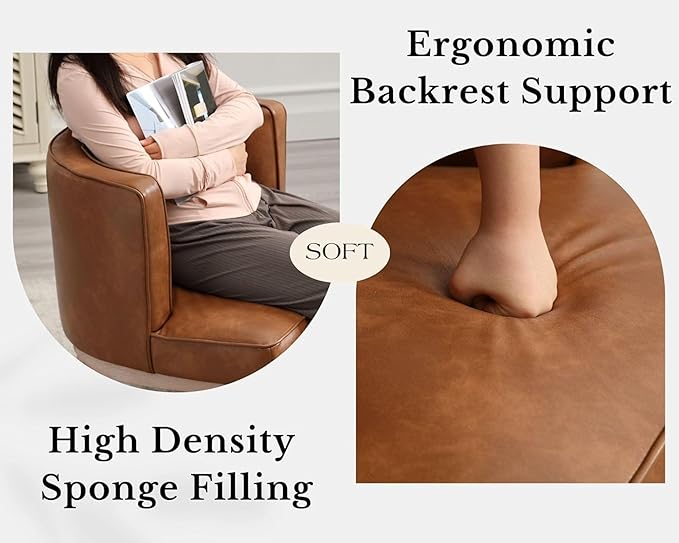 Brown Leather Barrel Chair