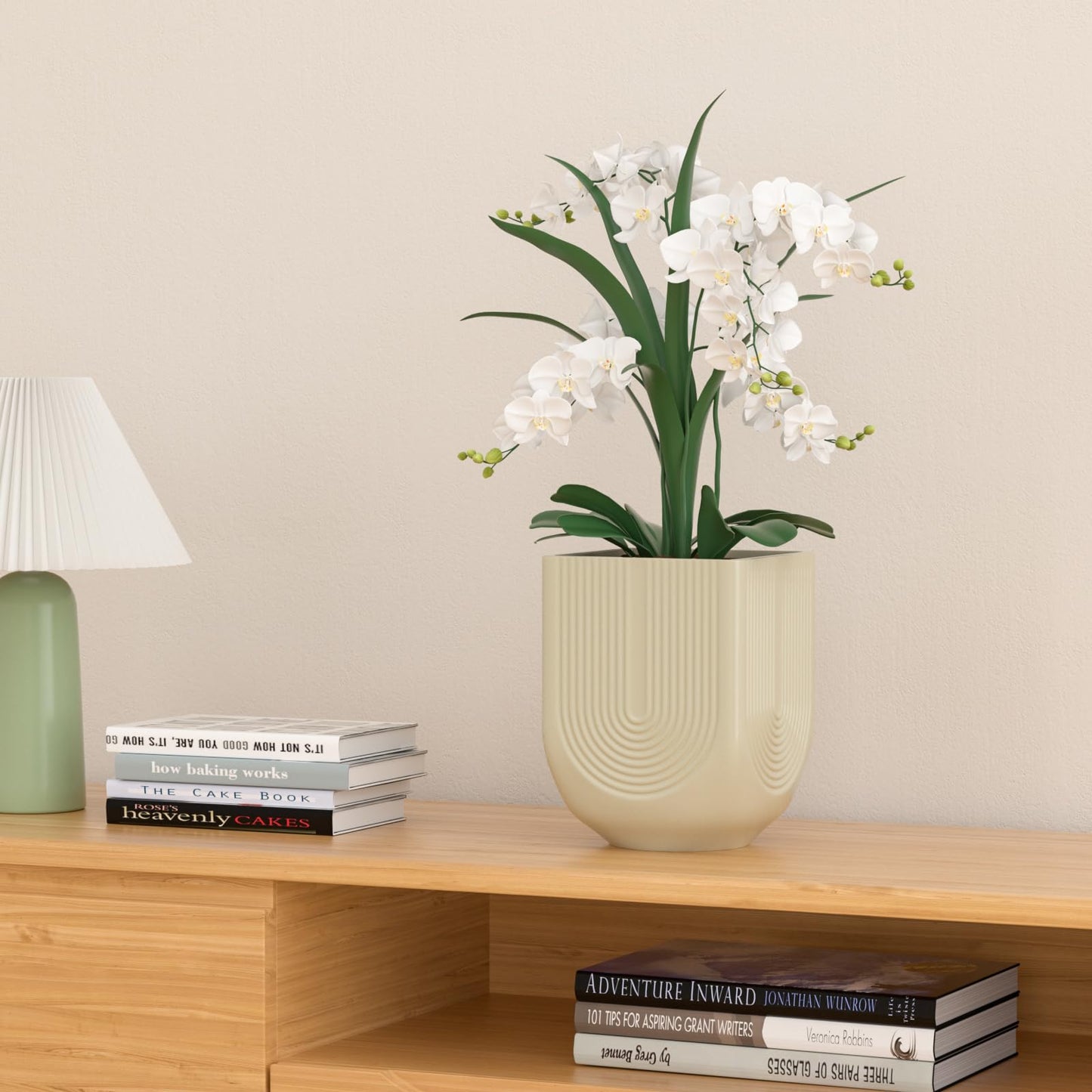 XiHuaer Ceramic Planter, 6 Inch Plant Pot with Drainage Hole, Indoor Outdoor Planter Flower Pots, Ivory Pot for Plants