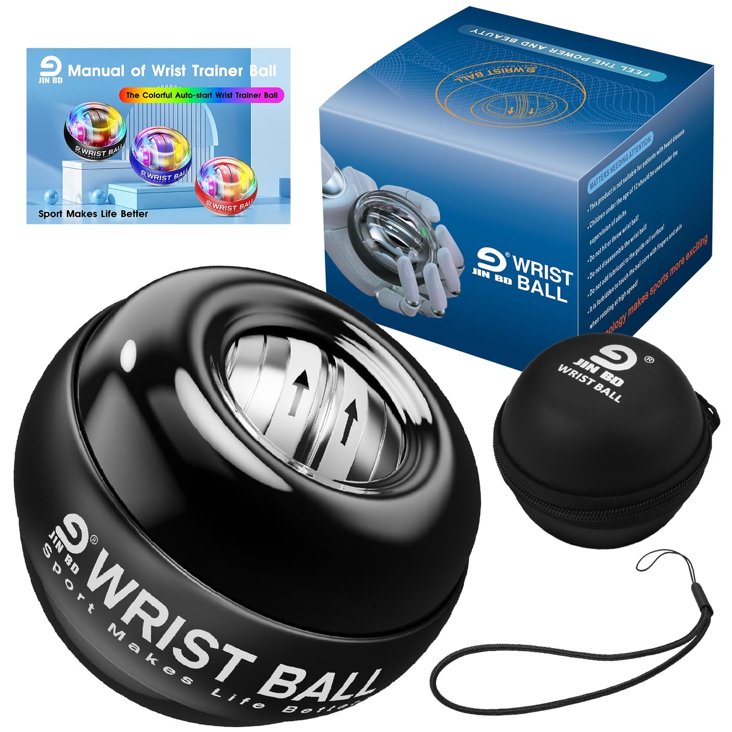 Wrist Trainer Ball Auto-Start Gyroscopic Forearm Exerciser Gyro Ball for Strengthen Arms, Fingers, Bones and Muscles