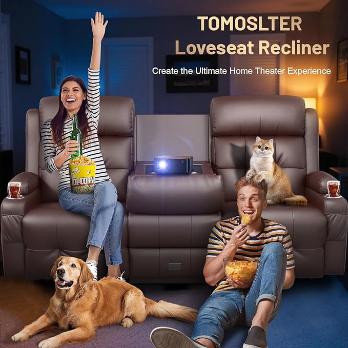 3-Seater Loveseat Recliner Sofa, RV Wall Hugger Home Theater Seating Reclining