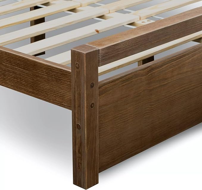 Grain Wood Furniture Loft Queen Size Solid Wood Bed, Brushed Mocha