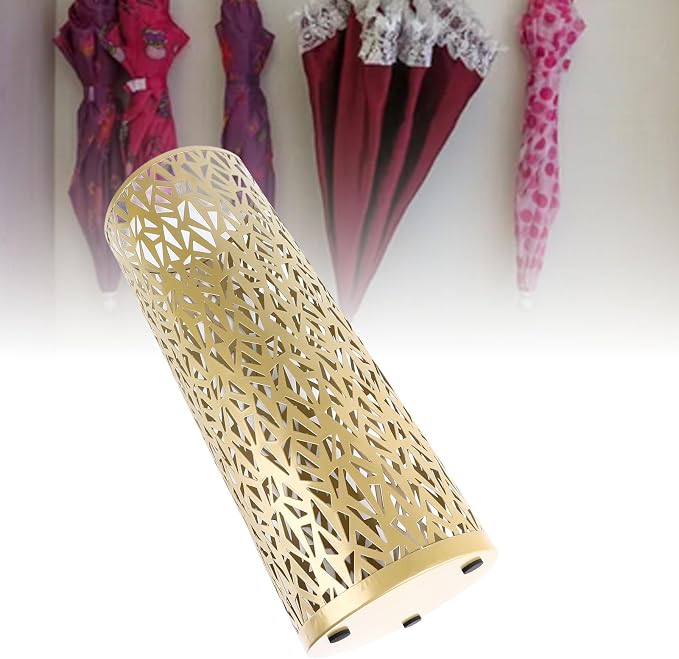 Umbrella Stand Rack for Entryway Metal Hollowed Freestanding Round Umbrella Holder Organizer Bin for Home Hotel Office Decor (Small)