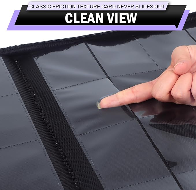 1000+ Pockets Trading Card Binder, 16 Pockets Zipper Binder Card Album, 32 Pack Double-sided Side Loading Non-Ring Card Binder, Card Holder Folders for MTG, TCG, Game Cards & Sports Cards, Purple