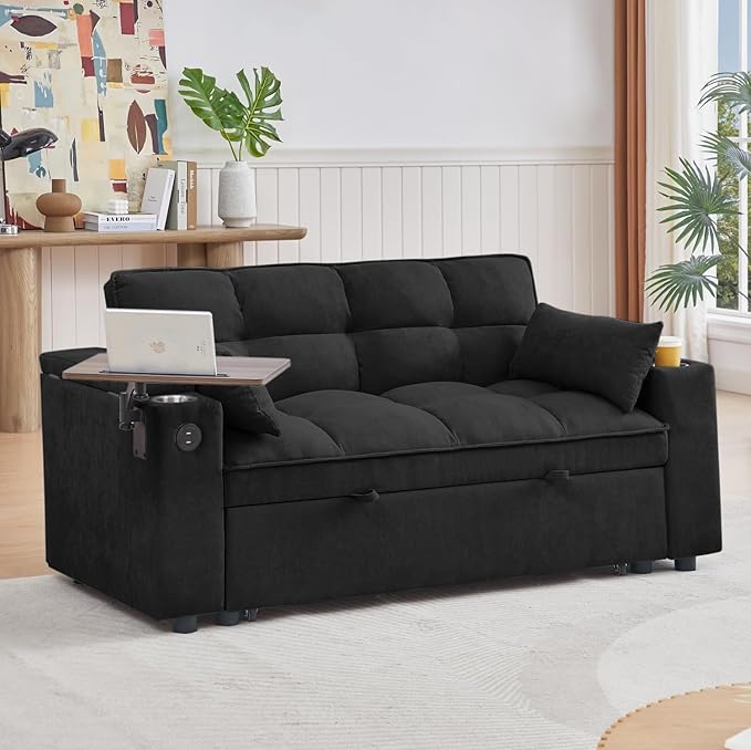 oaaktu 65''Convertible Sleeper Sofa Bed, 3-in-1 Pull Out Couch Bed