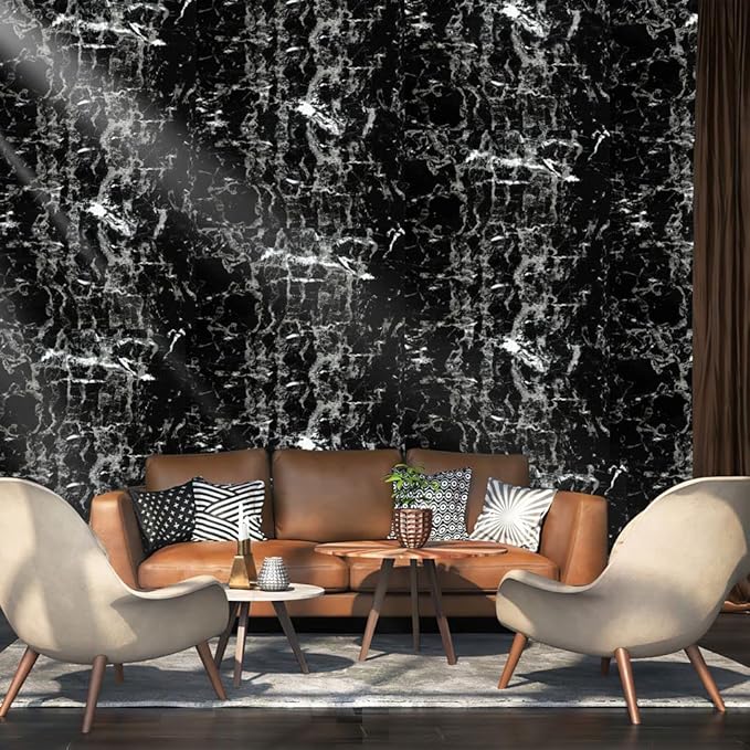 Arthome Black Marble Contact Paper, 15.7"x393" Self Adhesive Wallpaper