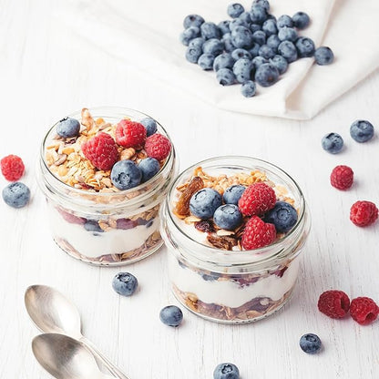 SHOWIN Overnight Oats Containers with Lids, 10oz Glass Jars with Lids 2 pcs, Pink, Wide Mouth Mason jars for Salad, Yogurt, Snacks, Meal Prep