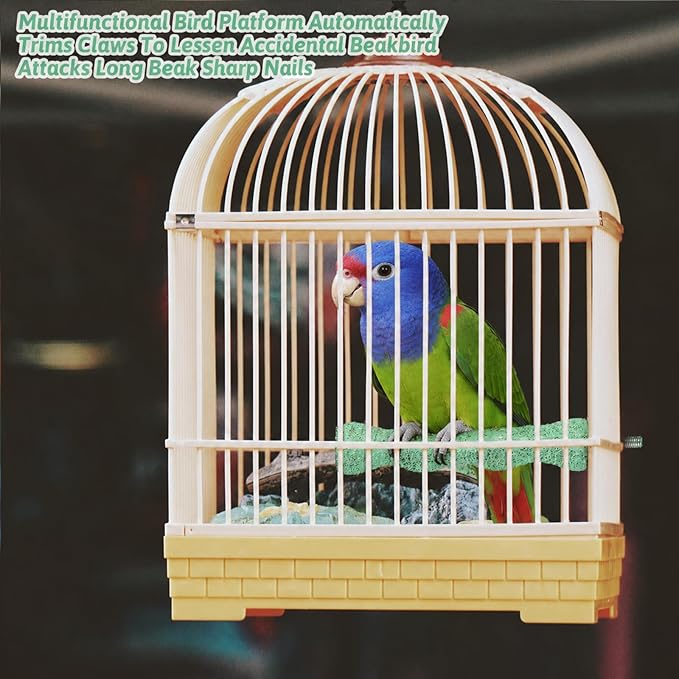 2 PCS Bird Beak Grinding Stone Bird Parrot Cage Perch Stand Anti-Slip Nail Trimming Stick Parrots Perch Resin Beak Grinder Stone Foot Claws Trimmer Accessories for Parrot Budgie Cockatiel (Green)