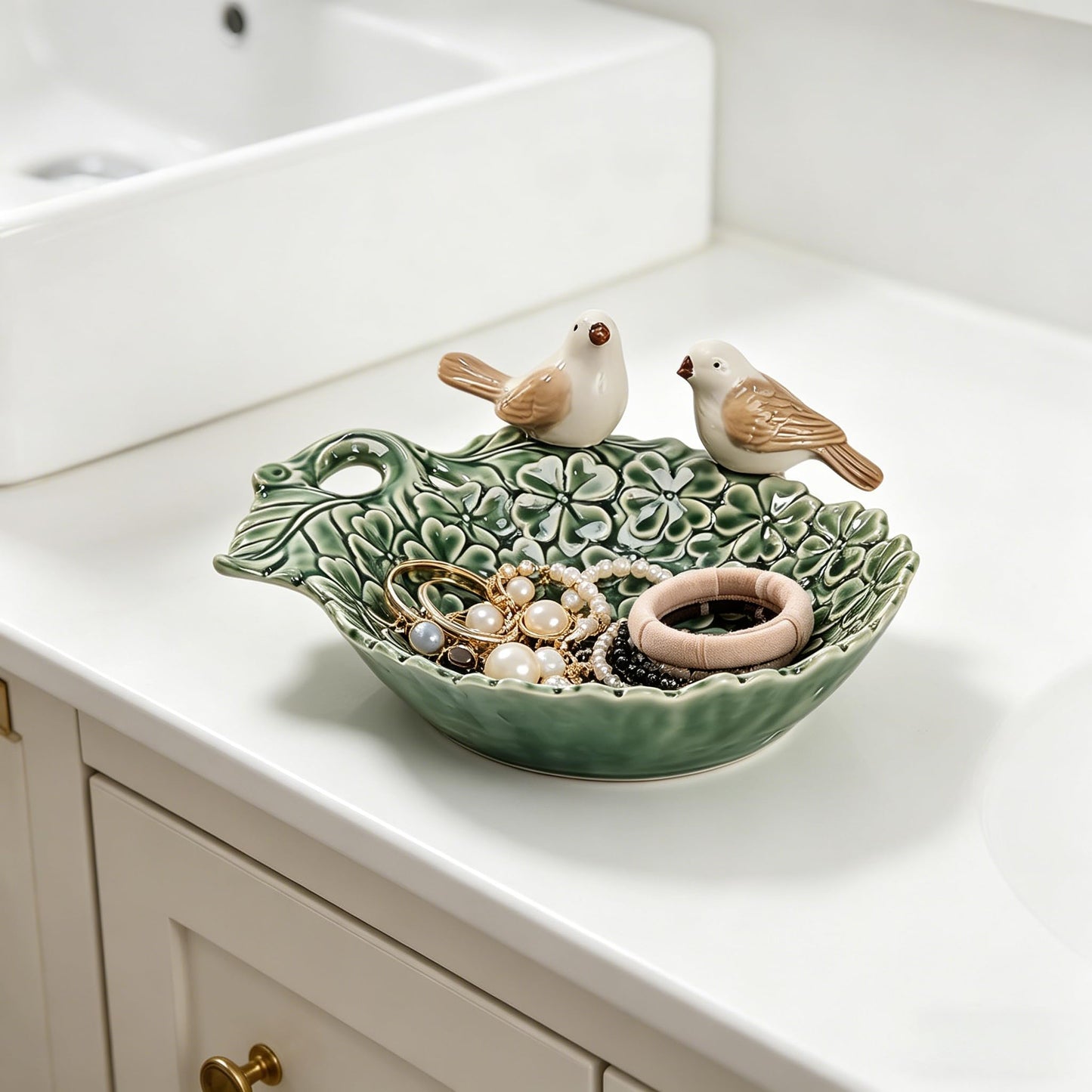 Qaoliffa Bird-Shaped Garden Planter - Fun Flower & Succulent Pot for Indoor Outdoor Use - Also Perfect as Jewelry Tray, Snack or Fruit Dish (Green)