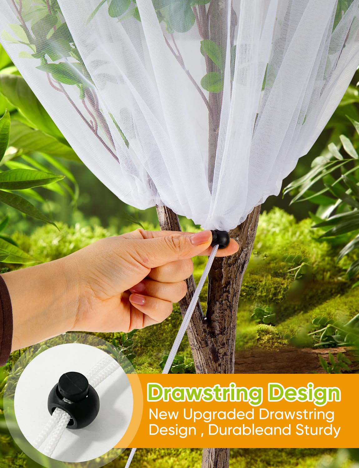Bird Netting for Blueberry Bushes - 6Pcs Garden Netting Pest Barrier with Drawstring,Garden Plant for Vegetables Fruits Tree Cicada Netting for Trees (6,32x32inch/6PACK)