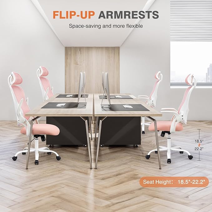 Sweetcrispy Office Computer Desk Chair, Ergonomic High-Back Mesh Rolling Work