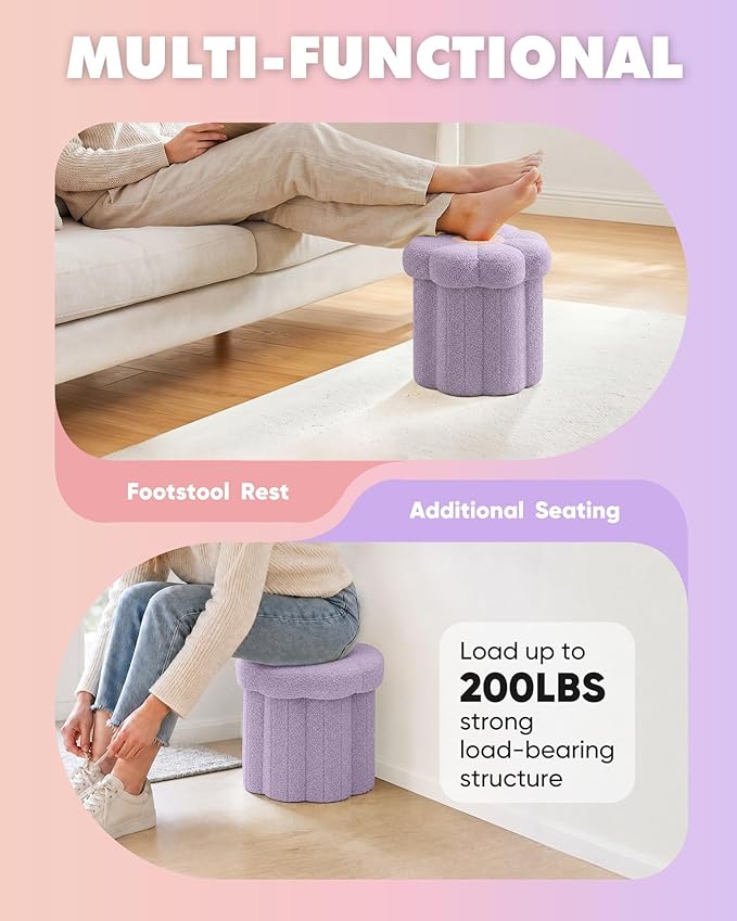 B FSOBEIIALEO Storage Ottoman Foldable, Sunflower Shaped Small Footrest
