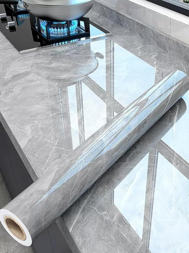 Marble Contact Paper 15.7" x 197" Grey Wallpaper Marble Peel and Stick Wallpaper
