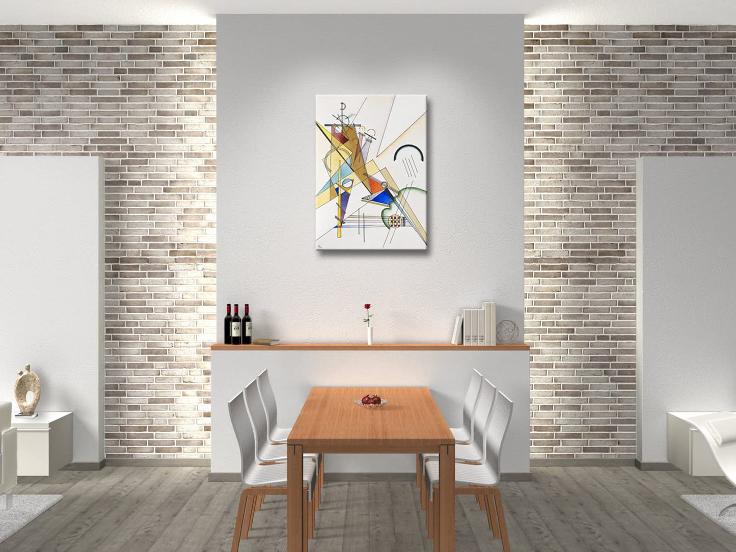 Wieco Art Framed Canvas Wall Art Composition VII, 1913 by Wassily Kandinsky Classic Abstract Famous Paintings Reproductions Canvas Wall Art for Home Decoration
