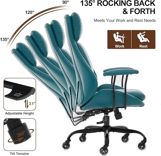 E-Motie Office Chair, Leather Desk Chair