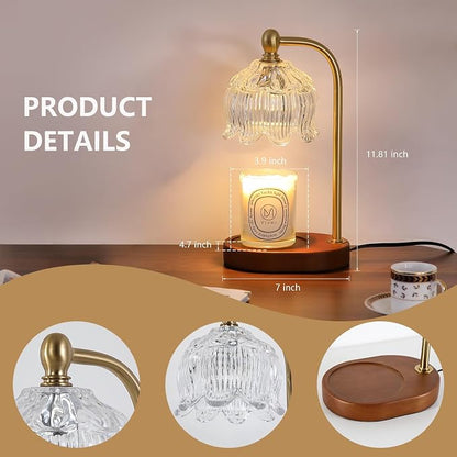 MEIXISUE Candle Warmer Lamp with Timer Dimmable,Antique Brass Candle Lamp,Wax Melt Warmer Light for Jar Candles,Mother's Day/Birthday Gifts for Mom/Wife,Home Decor Lamp,with 2 Bulbs
