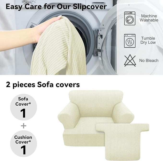 Waterproof Chair Cover with Arms 2-Piece Set Striped Slipcover