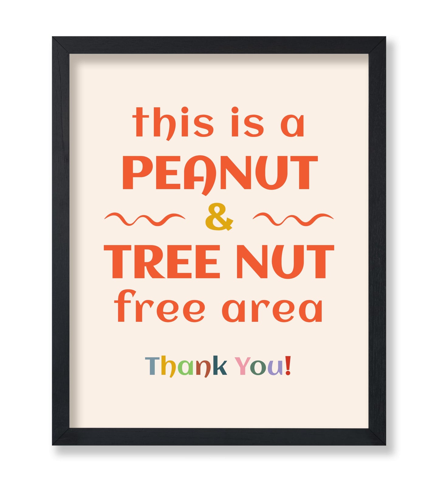 Poster Master Peanut and Tree Nut Free Area Poster - Food Allergy Awareness Print - Preppy Art - Educational Art - Gift for Teacher & Student - Decor for School or Classroom - 8x10 UNFRAMED Wall Art