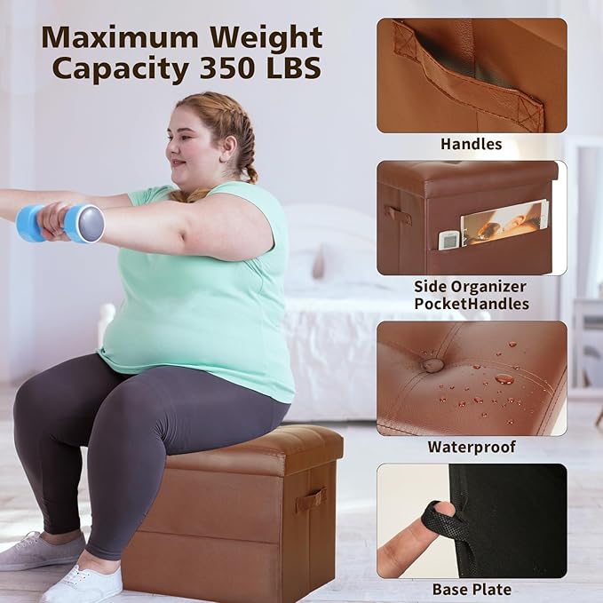 BelugaHelper Storage Ottoman Foot Rest Stool. Folding Ottoman