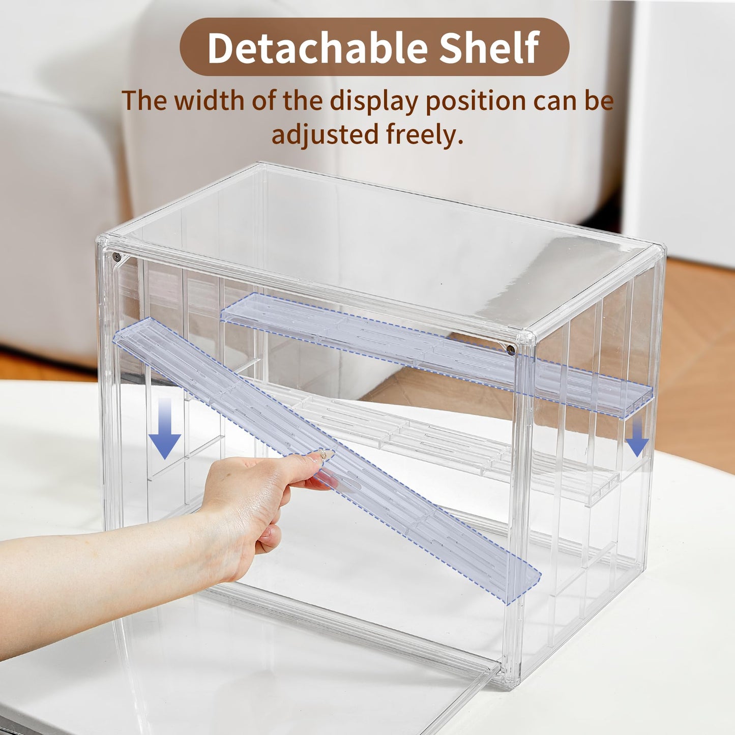 Display Case for Collectibles 4 Layer Updated Adjustable Acrylic Display Case with Magnetic Door Clear Stackable Display Box Hobby Display Cases for Figures, 2 Pack
